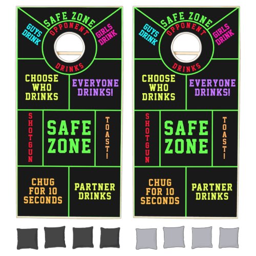 Black Neon Safe Zone Toss Drinking Gaming Cornhole Set