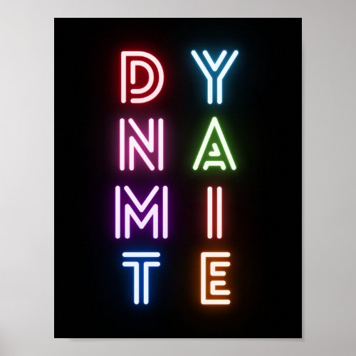 Black Neon Sign Dynamite Minimal Bright Colorful