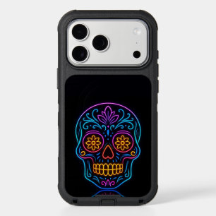 Black, neon sugar skull/day of the dead welcome iPhone 17 pro max case