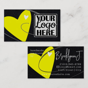 Black Neon Yellow Love Heart for Seller with Logo Business Card