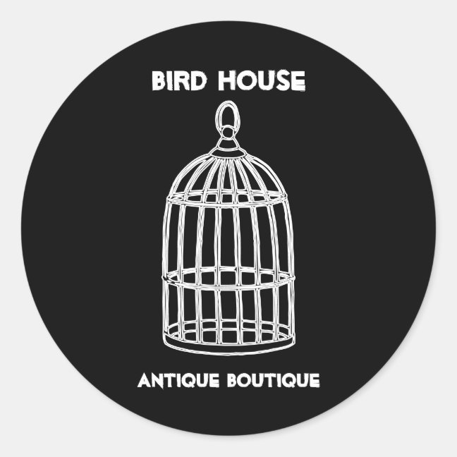 Black Nest Antique Decor Bird House Classic Round Sticker