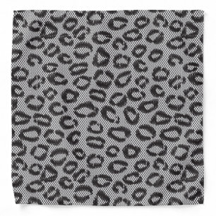 Black net lace with leopard pattern on white bandana