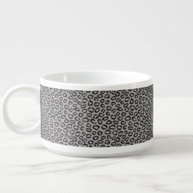Black net lace with leopard pattern on white bowl (Right)