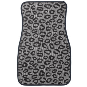 Black net lace with leopard pattern on white car mat