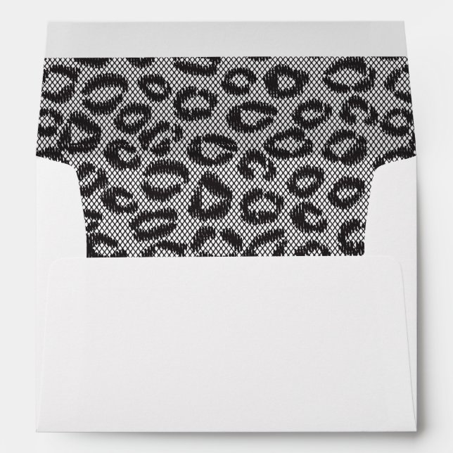 Black net lace with leopard pattern on white envelope (Back (Bottom))