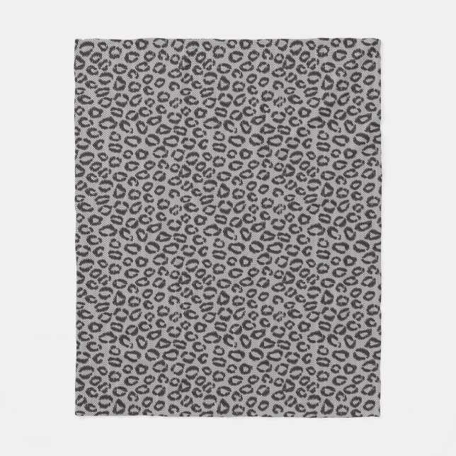 Black net lace with leopard pattern on white fleece blanket (Front)