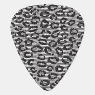Black net lace with leopard pattern on white guitar pick