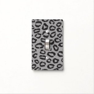 Black net lace with leopard pattern on white light switch cover