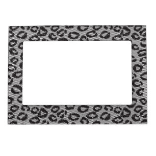 Black net lace with leopard pattern on white magnetic frame