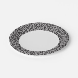 Black net lace with leopard pattern on white paper plates