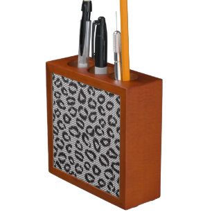 Black net lace with leopard pattern on white pencil holder