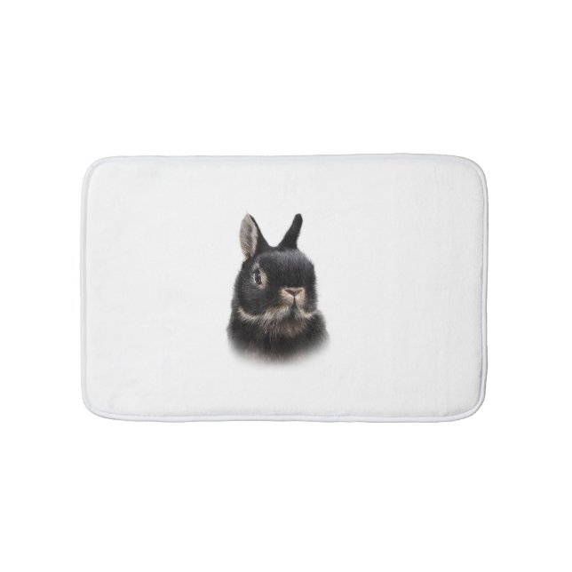 Black Netherland Dwarf Rabbit Bust Women's Unisex  Bath Mat (Front)