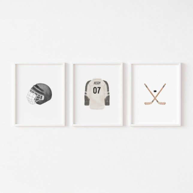 Black neutral hockey custom name wall art  wall art sets (Creator Uploaded)