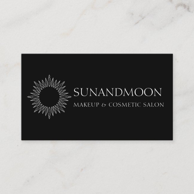 Black Neutral Spiritual Handwritten Sun Moon Business Card