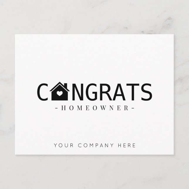 Black New Homeowner Congrats Realty Postcard (Front)