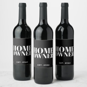Black New Homeowner Year Established Realtor  Wine Label