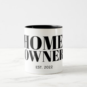 Black New Homeowner Year Established Two-Tone Coffee Mug