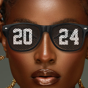 Black New Years Eve Party Retro Sunglasses