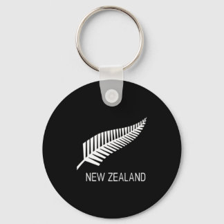 Black New Zealand Fern Shirt Mens Black Nz Gift Keychain