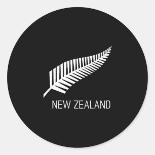 Black New Zealand Fern Shirt Mens Black Nz Gift Pr Classic Round Sticker