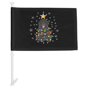 Black Newfie Newfoundland Dog Christmas Tree Class Car Flag