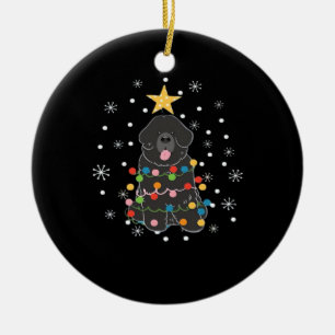 Black Newfie Newfoundland Dog Christmas Tree Class Ceramic Ornament