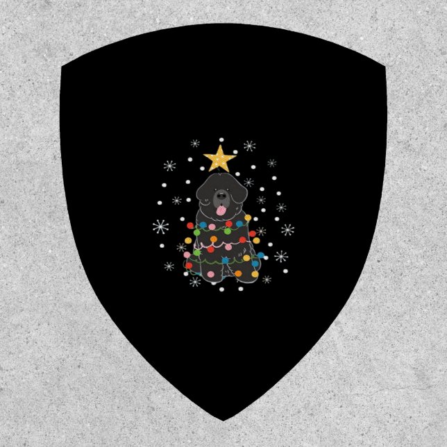 Black Newfie Newfoundland Dog Christmas Tree Class Patch (Front)