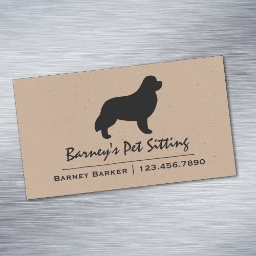 Black Newfoundland Dog Silhouette Magnetic Business Card