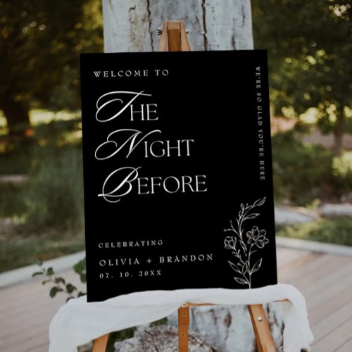 Black Night Before Rehearsal Dinner Welcome Sign