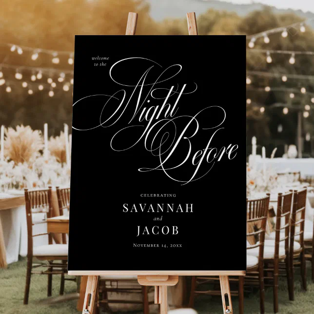 Black Night Before Script Rehearsal Welcome Sign | Zazzle