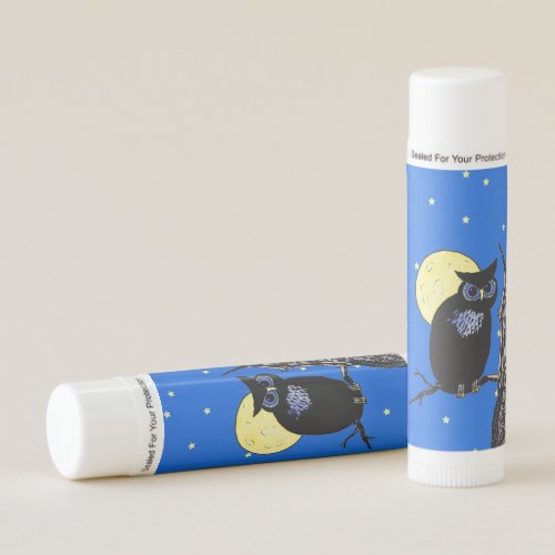 Black Night Owl in Tree Moon Stars Lip Balm