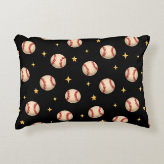 Black Night Stars and Balls Accent Pillow