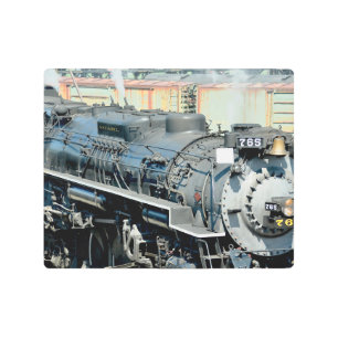 Black Nikel Plate Road 765 Steam locomotive Train Metal Print
