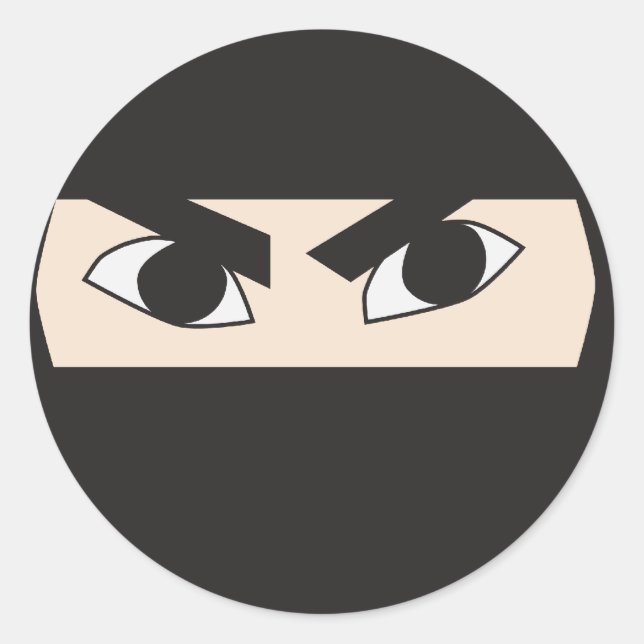 Black Ninja Classic Round Sticker (Front)