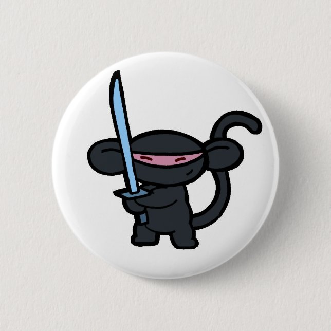 Black Ninja with Sword- No Words Button (Front)