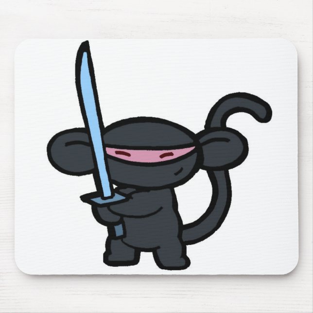 Black Ninja with Sword- No Words Mouse Pad (Front)