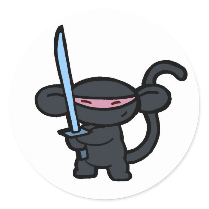 Black Ninja with Sword  No Words Stickers
