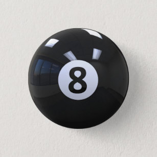 Black No. 8 Billiard Pool Ball Button