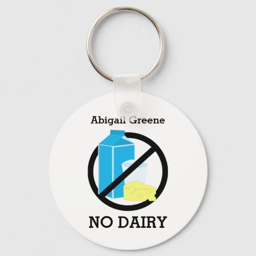 Black No Dairy Allergy Alert Kids Personalized Keychain