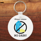 Black No Dairy Allergy Alert Kids Personalized Keychain (Front)