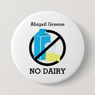 Black No Dairy Allergy Alert Kids Personalized Pinback Button