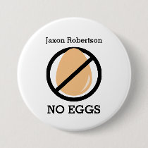 Black No Eggs Kids Egg Allergy Alert Pinback Button
