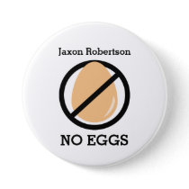 Black No Eggs Kids Egg Allergy Alert Pinback Button