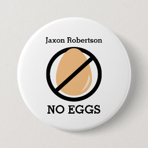 Black No Eggs Kids Egg Allergy Alert Pinback Button