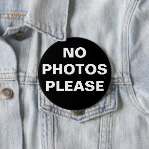 Black No Photos Please Pin-On Button