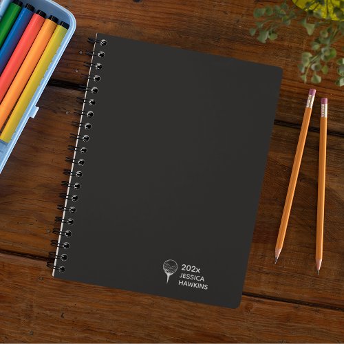 Black Noir Golf Tee Personal 2024 Weekly Planner