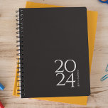 Black Noir Personal 2024 Weekly Planner<br><div class="desc">Simple personal stationery 2024 annual planner with black noir cover. Annual planner (12 months) with open monthly overviews and weekly planning sheets. Contact for assistance in personalizing.</div>
