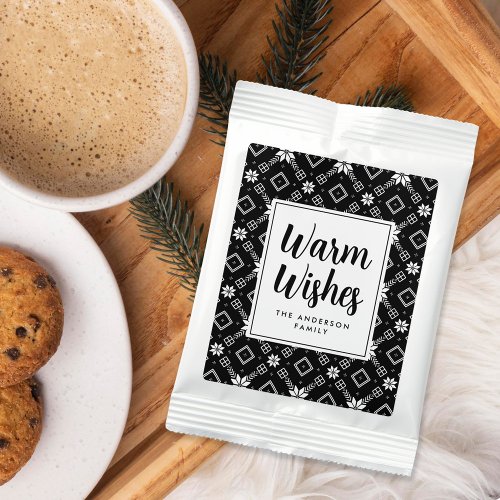 Black Nordic Snowflake Pattern Hot Chocolate Drink Mix