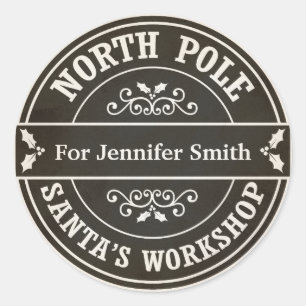 Black North Pole Christmas delivery gift sticker