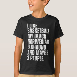Black Norwegian Elkhound Dog Owner Sketll Lover Fu T-Shirt